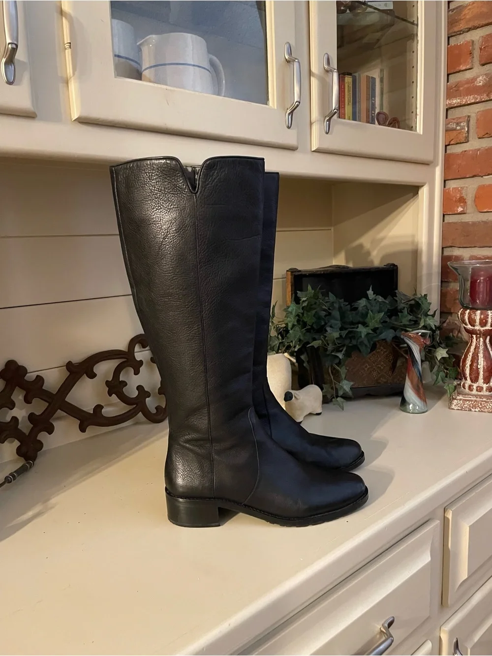 Lands’ End Black Leather Tall Riding Boots Women’s Size 8 Classic Equestrian